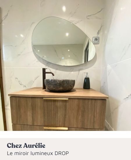 Miroir lumineux de salle de bain forme ovoide