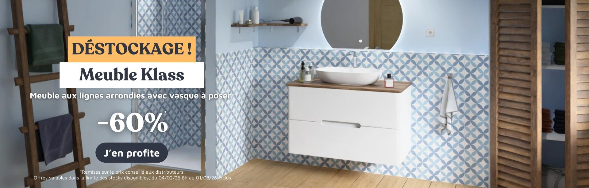 Meuble blanc avec vasque à poser_Collection Klass_du 04/02 au 16/02