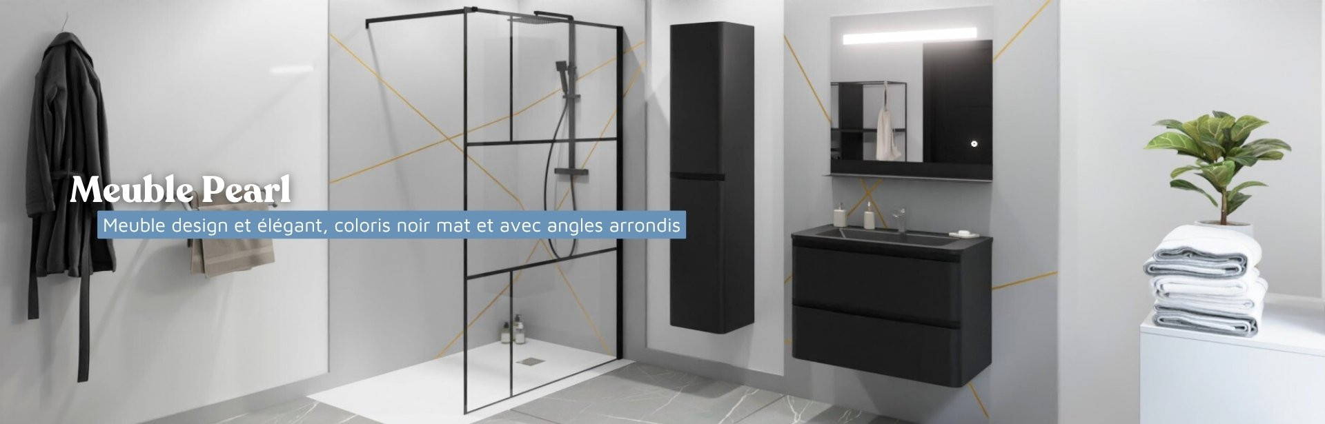 Meuble vasque de salle de bain noir_Collection Pearl_du 17/10/25 au 02/11/25 Meuble vasque de salle de bain noir_Collection Pearl_du 17/10/25 au 02/11/25